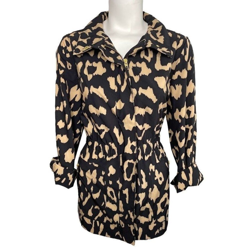 Chicos Zenergy Black Beige Neema Cinched-Waist Jacket Sz 1 Medium 8‎